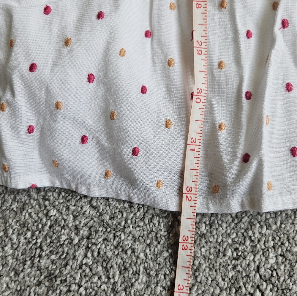 LOFT dotted embroidered v neck tiered swing mini dress, xs, white - Picture 10 of 11